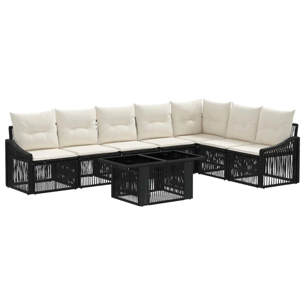 Set Divano da Giardino 8 pz Nero e Bianco Crema polyrattan 3437254