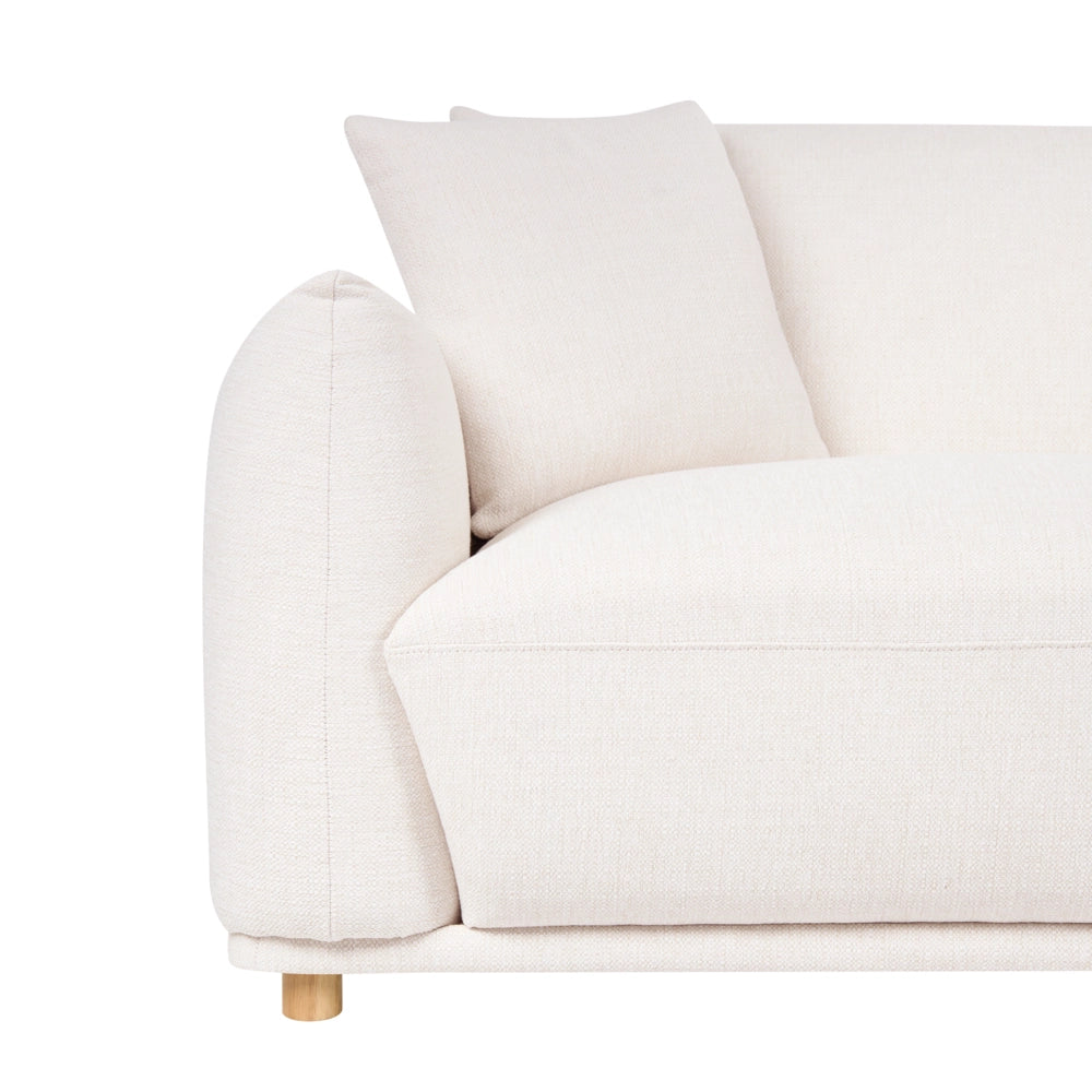Divano a 3 posti in tessuto con cuscini decorativi gambe in legno bianco sporco divano moderno per soggiorno