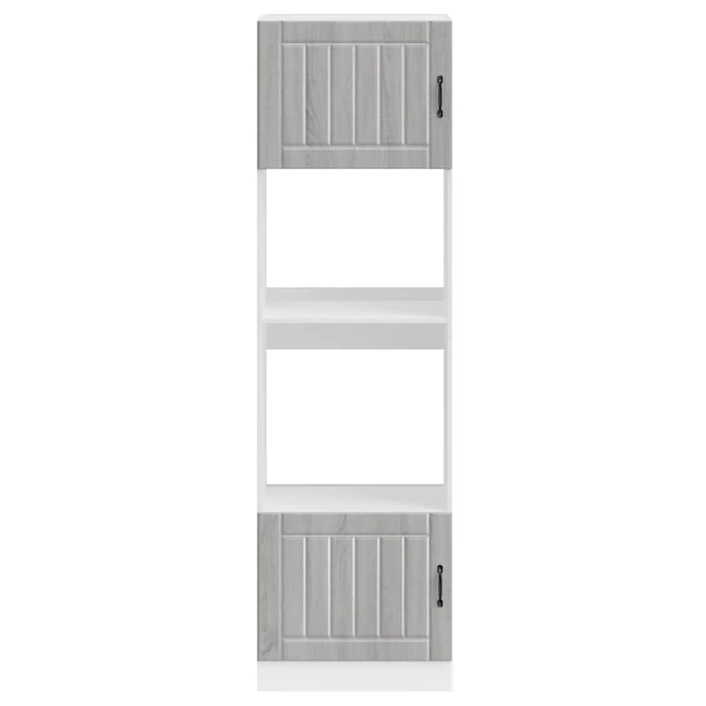 Set di 2 mobili forno compatti con piedini regolabili 60 x 57 x 207 cm in legno ingegnerizzato Sonoma grigio 02_0055712