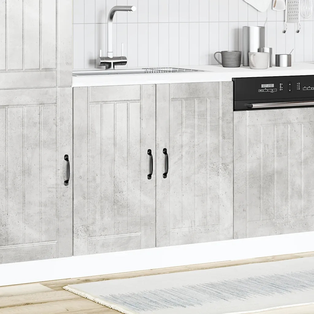 Pensile da cucina | Mobile Base Lavello Lucca Grigio Cemento in Legno Multistrato