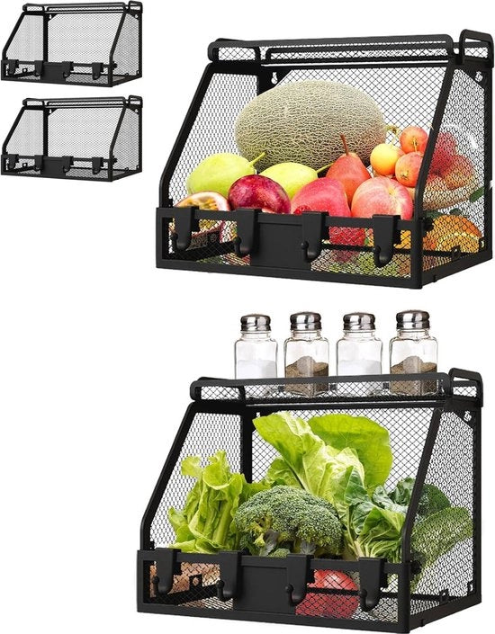 Fruitario appeso - 2 pezzi per organizzatore della cucina - filiere per la conservazione di frutta, snack e verdure