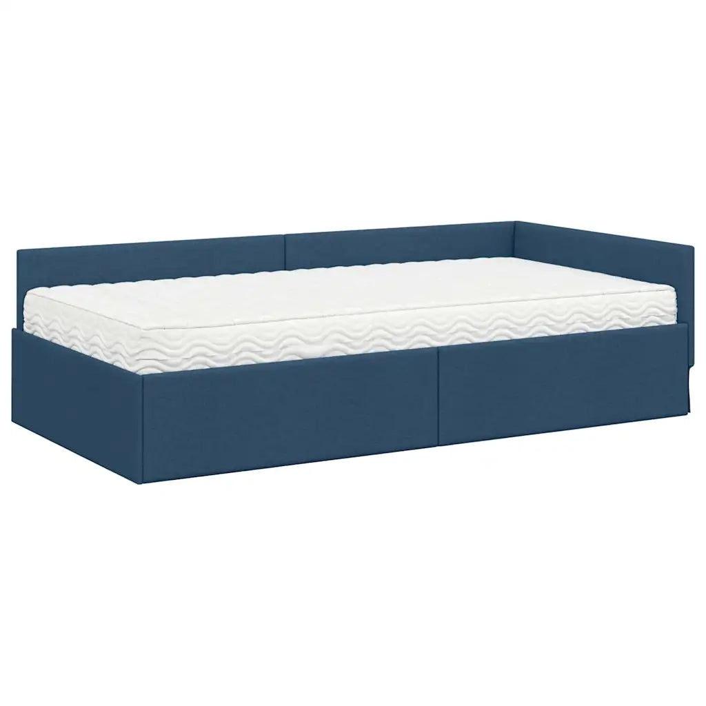 Struttura Letto Angolare con Materasso Altro 2 pcs Blu Tessuto 3393604