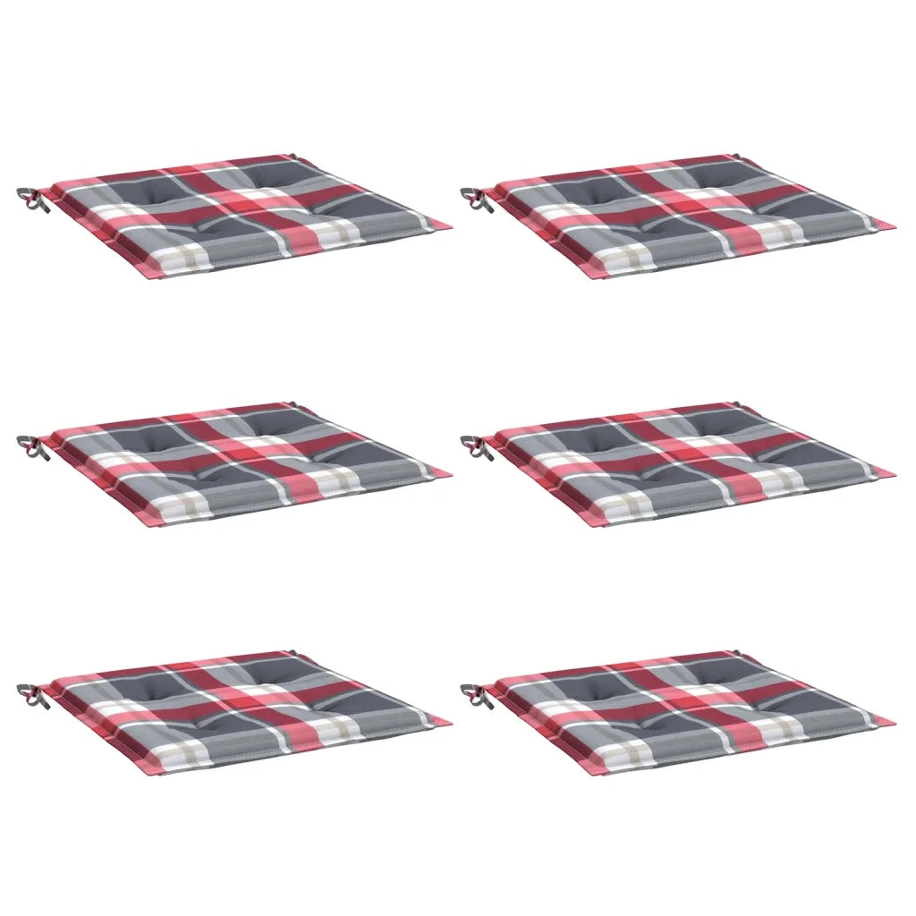 Cuscini per Sedia 6 pz a Quadri Rossi 40x40x4cm Tessuto Oxford 314034