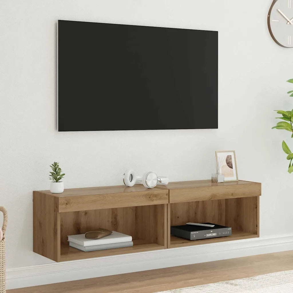Set mobile TV con LED 2 pcs Rovere artigianale 60 x 30 x 30 cm 882963
