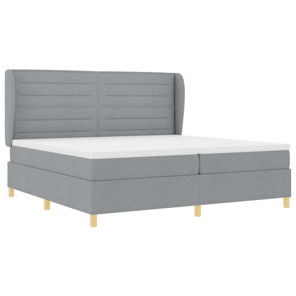 Letto con rete a doghe e materasso  - Grigio chiaro, 200x200 cm, Tessuto