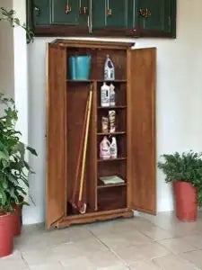 Armadio porta scope in legno arte povera noce scuro