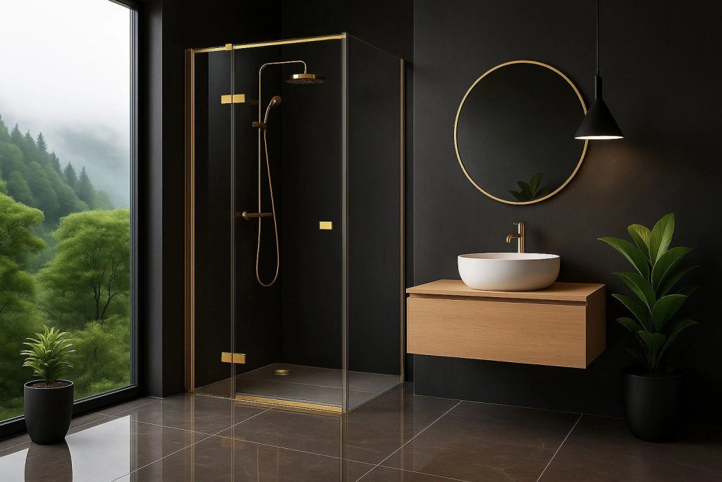 Cabina Doccia Rea Atlas 90x80 Brush Gold destra
