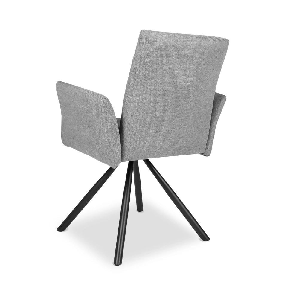 Set 2 Sedia girevole con braccioli Mosaic in tessuto grigio e gambe in metallo nero
