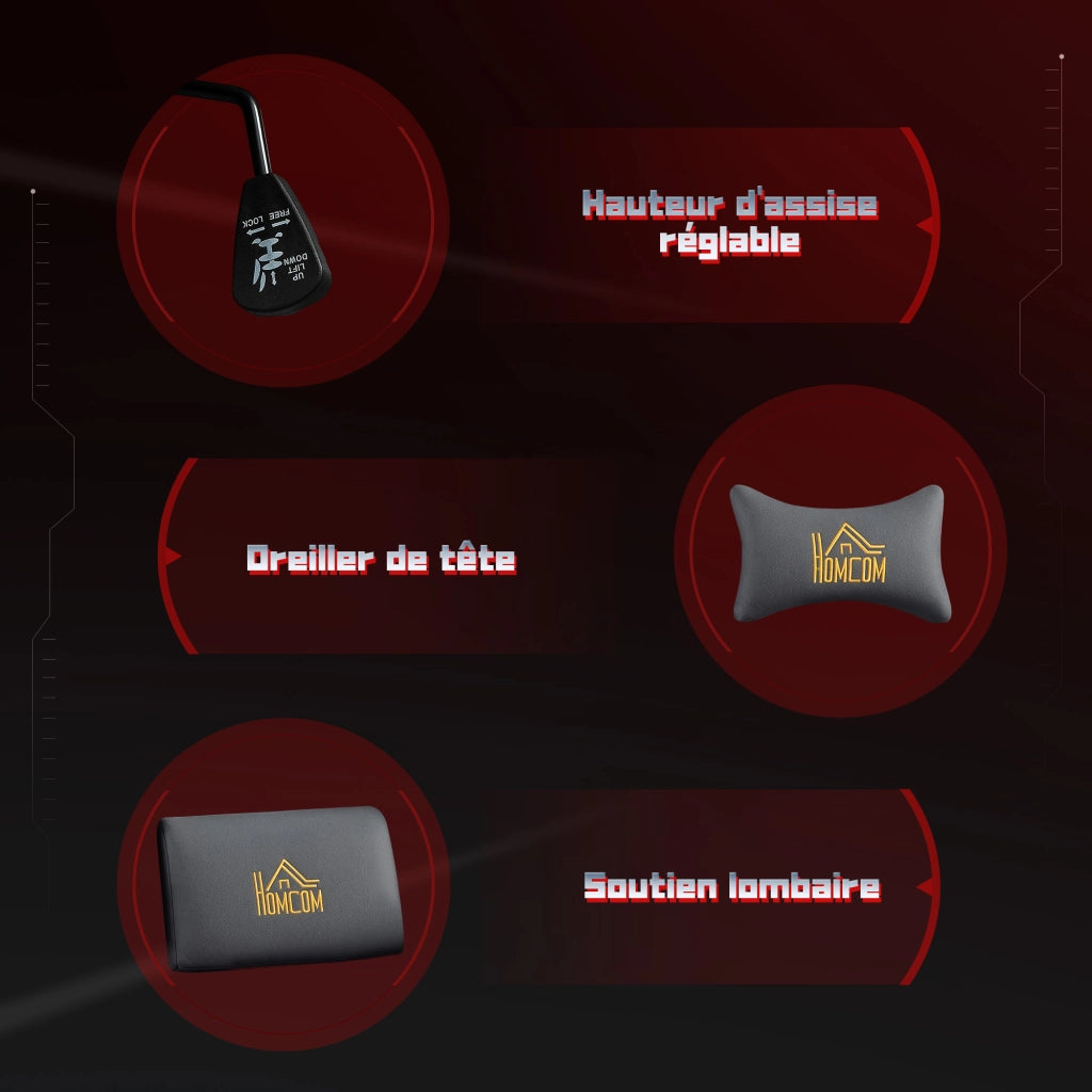 Poltrona Gaming Ergonomica ¨C Zephmum ¨C Grigio 72x76x132 cm