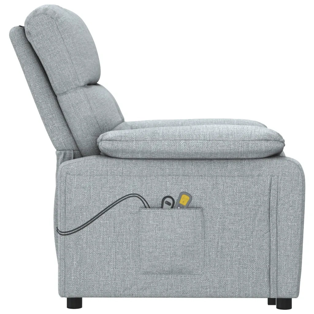 Poltrona Massaggiante | Sedia Relax Elettrica Grigio Chiaro in Tessuto