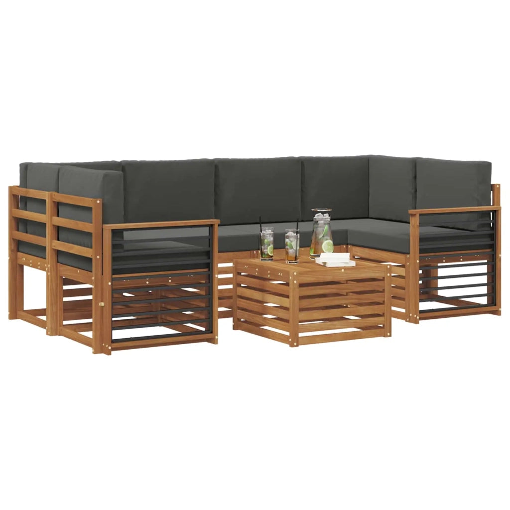 Set di divani da esterno con cuscino 7 pcs Naturale e Antracite