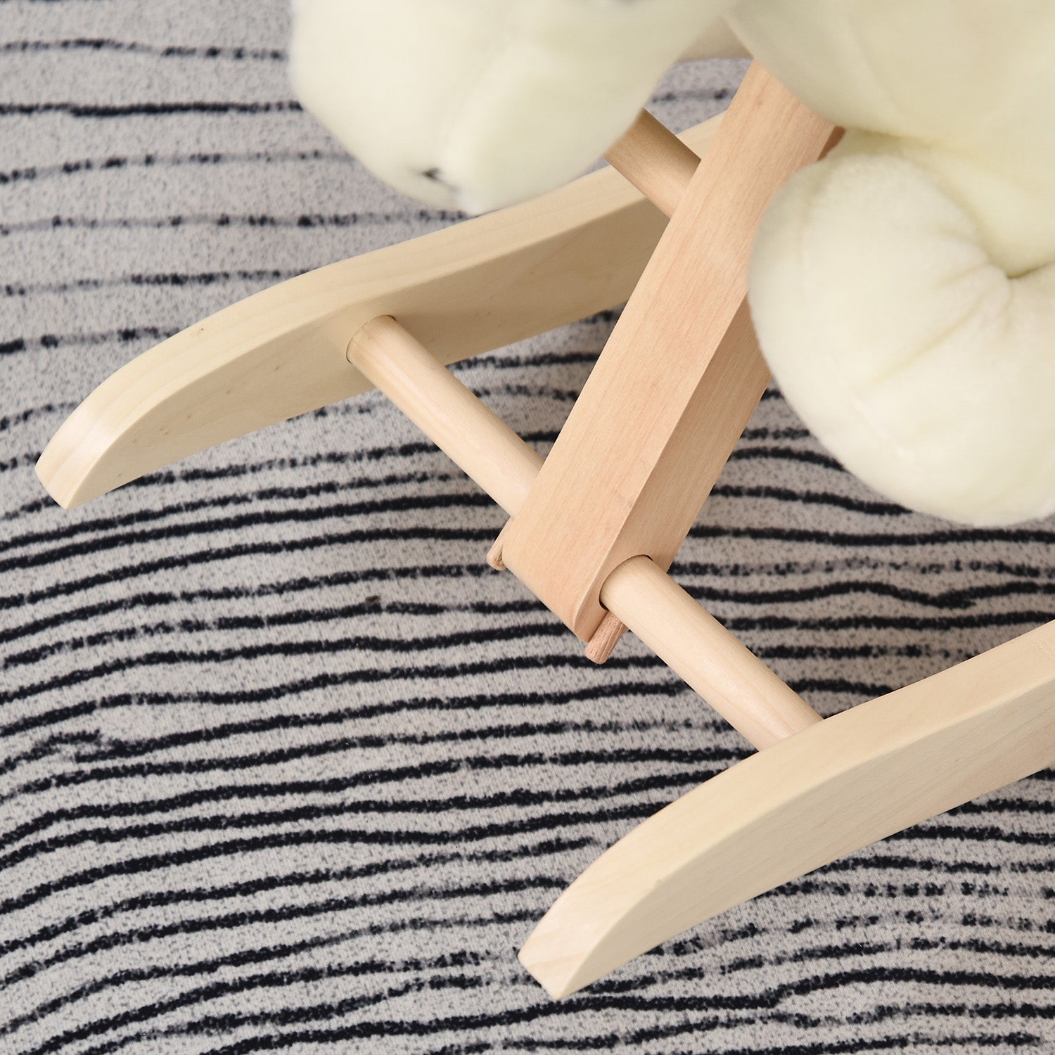 Dondolo per Bambini in Legno Cavallo in Peluche   Bianco e Rosa