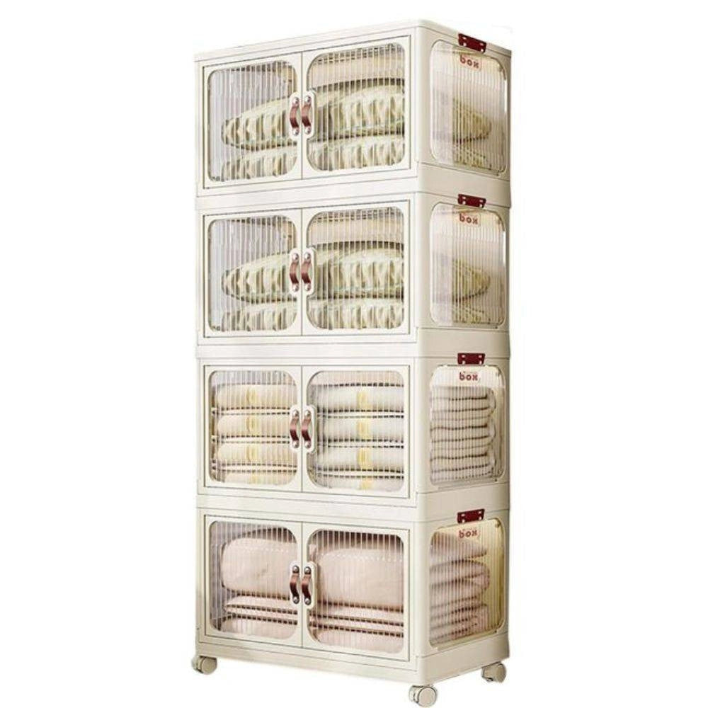 Trade Shop - Scatola Portaoggetti Contenitori Salva Spazio Quattro Strati Ruote E Coperchio -