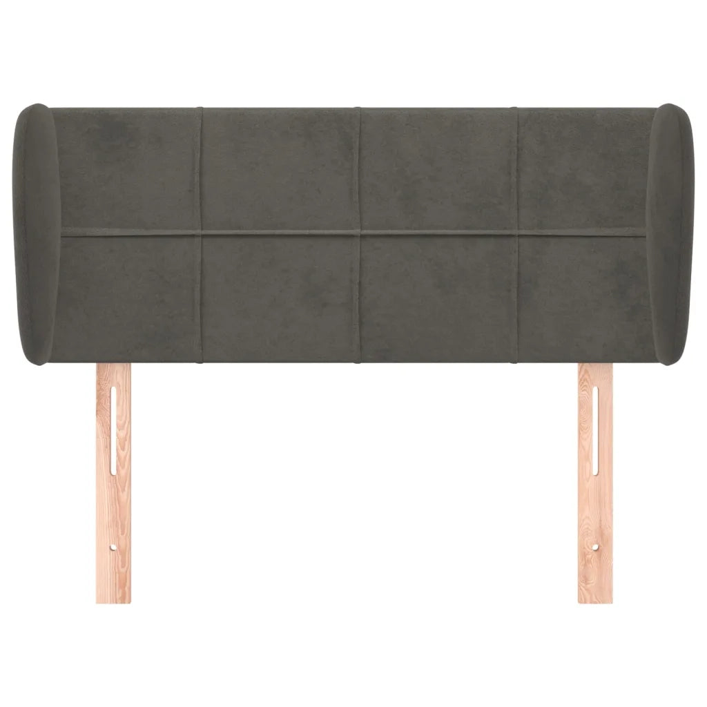 Testiera ad Orecchio-Testata con Orecchie Grigio Scuro 83x23x78/88 cm in Velluto 832548
