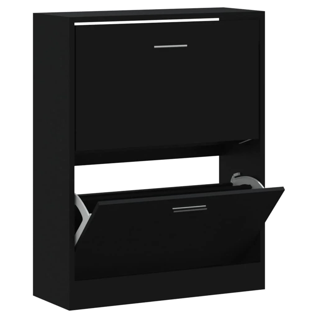 Scarpiera mobile contenitore per scarpe mobile per ingresso/corridoio/soggiorno 63 x 24 x 81 cm legno ingegnerizzato nero 02_0022010