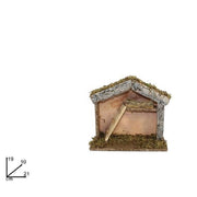 Trade Shop - Capanna Con Corteccia Muschio Scala 21x19x10cm Presepe Decorazione Addobbo Natale -