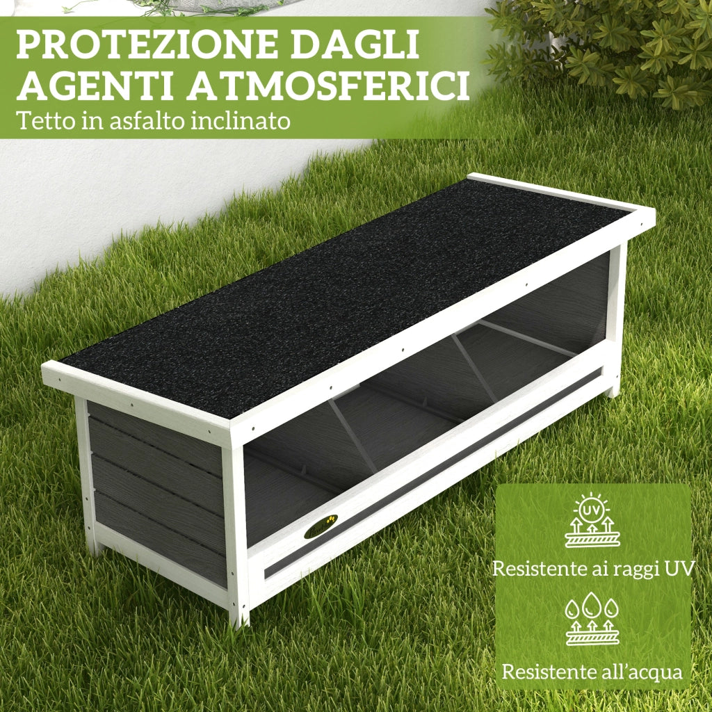 Nido per Galline a 3 Aree con Base Rialzata e Tetto, in Legno e Bitume, 95x37x34 cm, Grigio