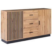 Credenza in MDF marrone con 3 cassetti e 2 ante finitura in melamina per soggiorno moderno