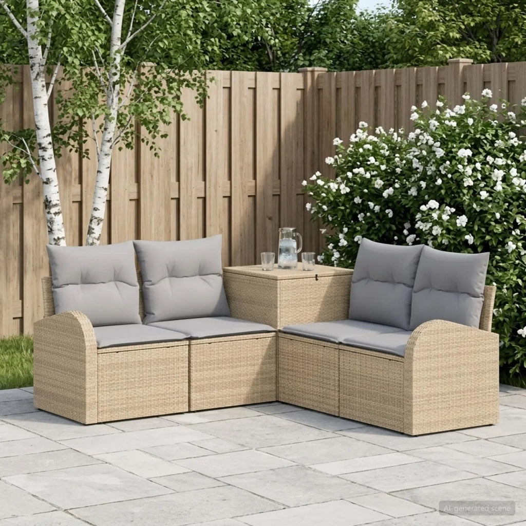 Set di divani 5 pz Beige e Grigio Chiaro 3447785