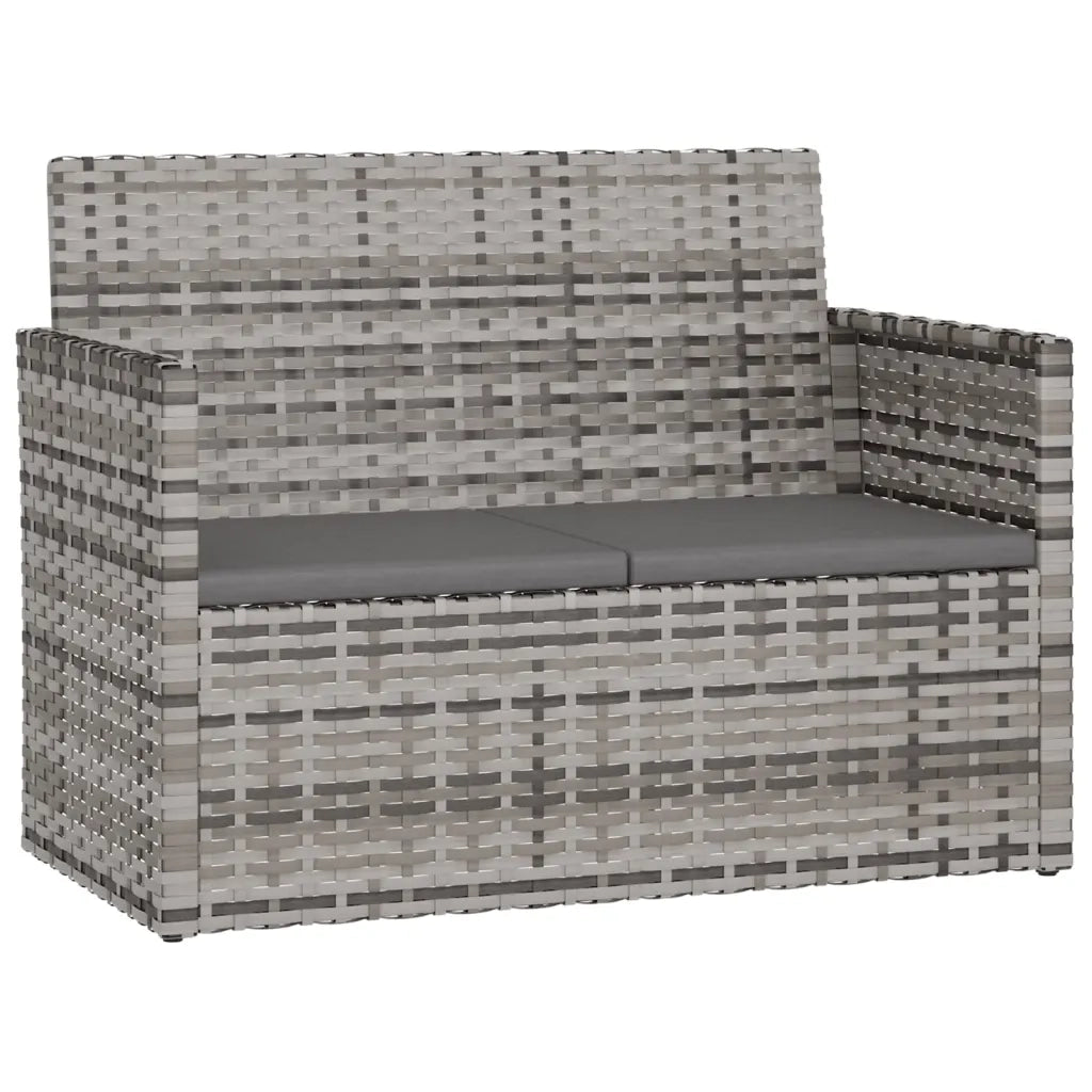 Set Divani da Esterno 4 pz con Cuscini in Polyrattan Grigio 319195