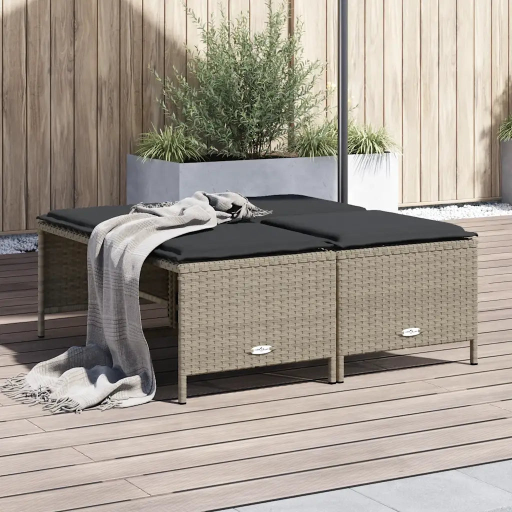 Sgabelli da Giardino con Cuscini 4 pz Grigio Chiaro Polyrattan CFW6144650