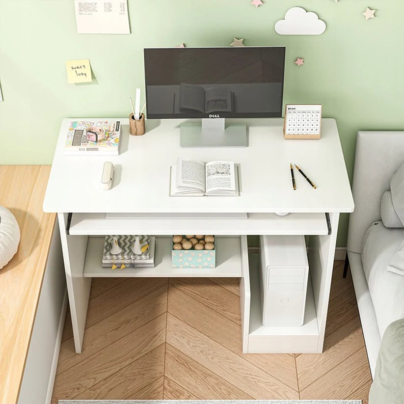Scrivania da 80x40x74 cm con finitura bianca, ideale per il tuo studio.