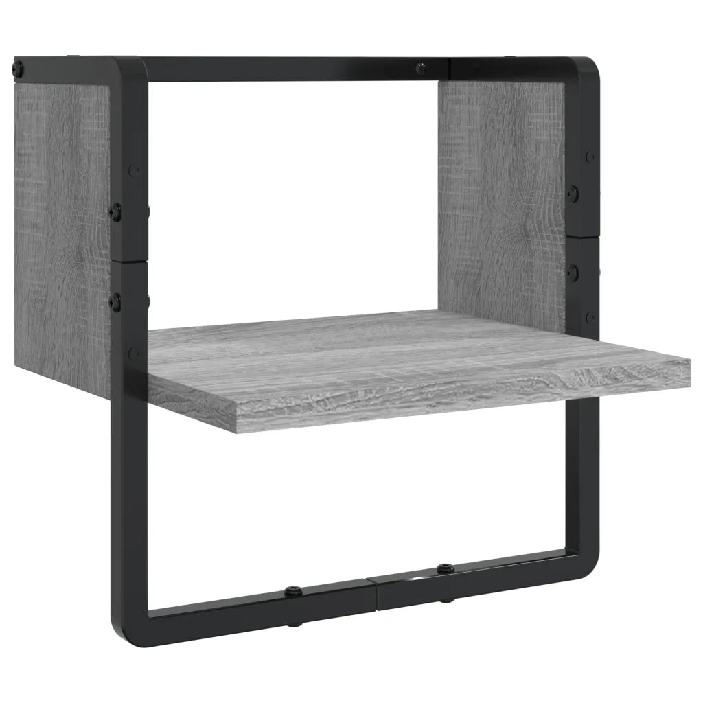 Set Mensole Parete con Aste 6pz Grigio Sonoma Legno Multistrato 836316
