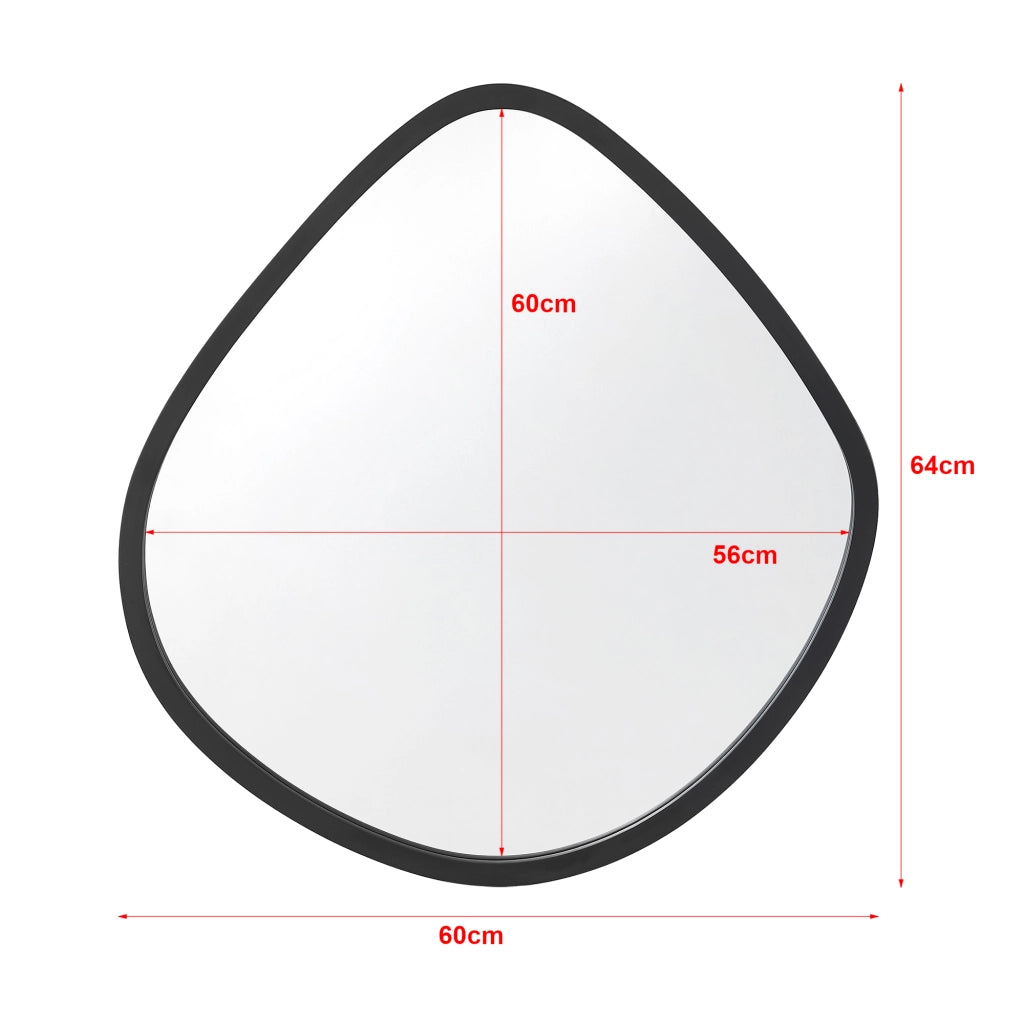 Specchio da Parete 'Galatone' Forma Irregolare (AxL) 64 x 60 cm Specchio con Cornice Asimmetrica - Nero opaco [en.casa]
