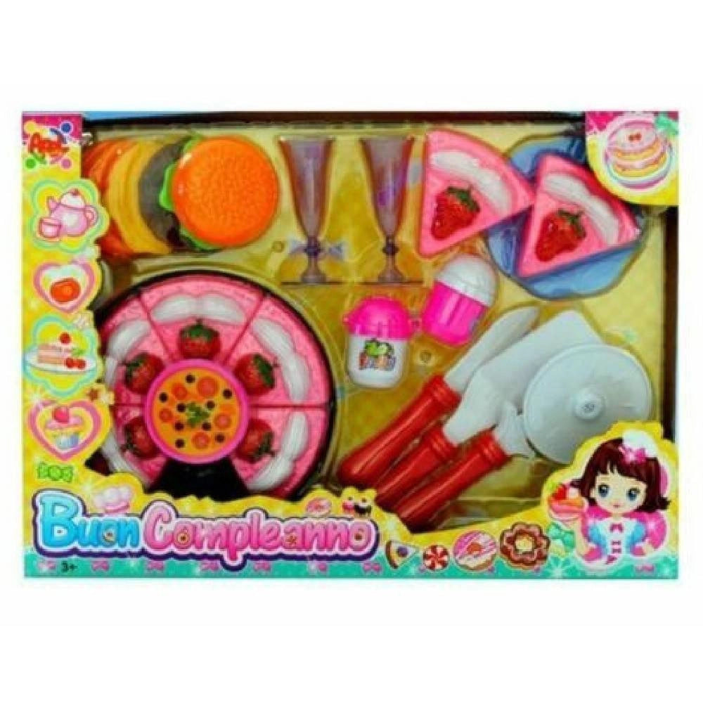 Trade Shop - Buon Compleanno Set Party Torta Con Accessori Festa Giocattolo Gioco Bambina -