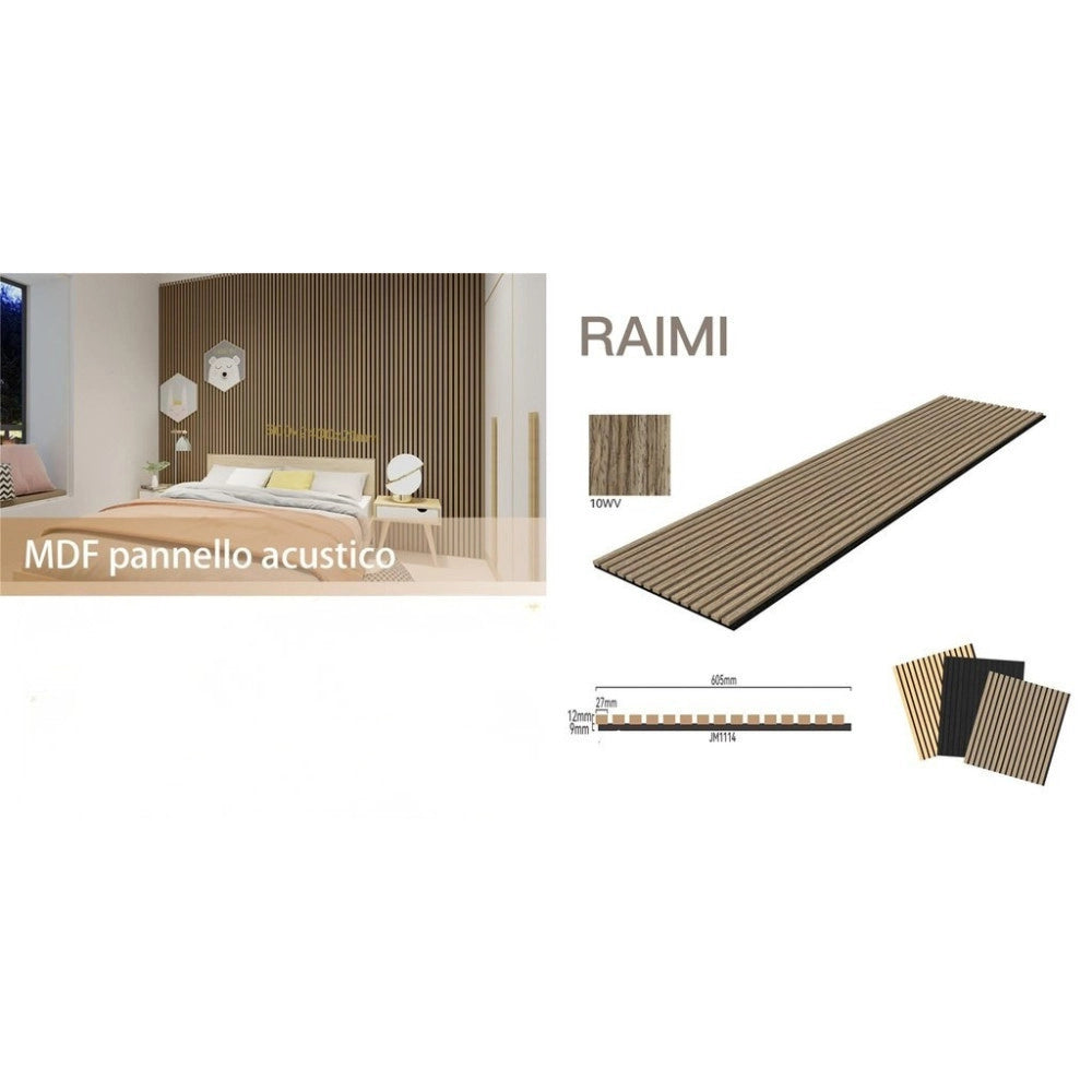 Trade Shop - Pannello Acustico Mdf Effetto Legno 600x2400 Mm Fonoassorbente A Doghe -