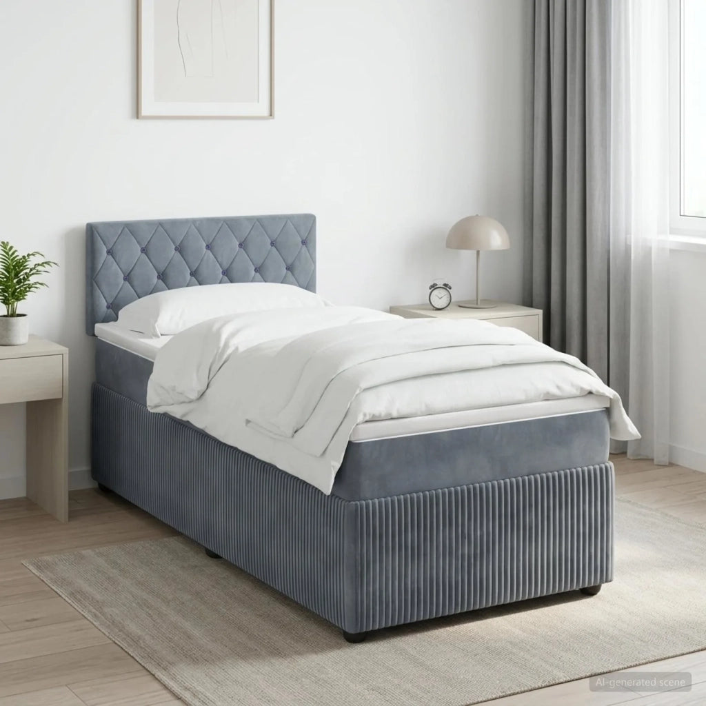 Letto box spring con materasso Grigio Scuro 100 x 200 cm 3453078