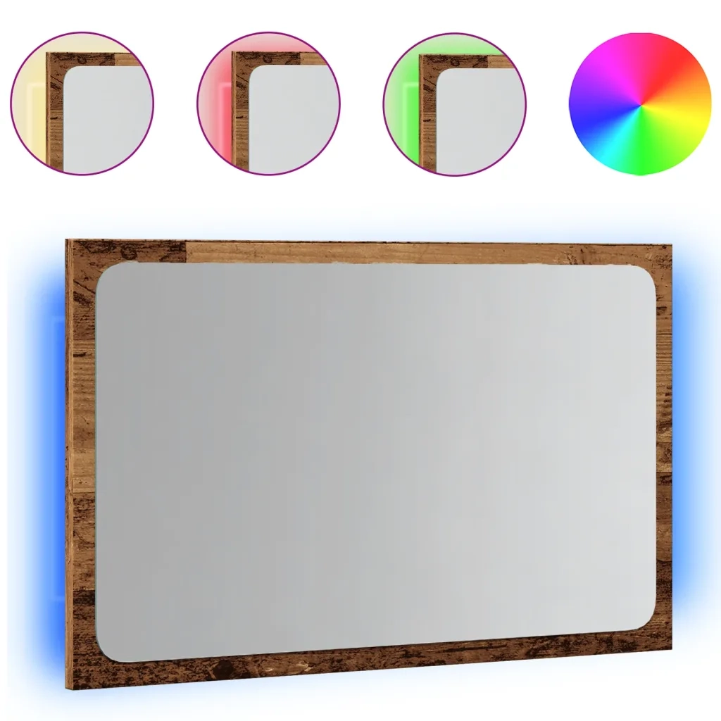 Specchio da Bagno con Luci LED Legno Antico 60x8,5x38 cm 856265