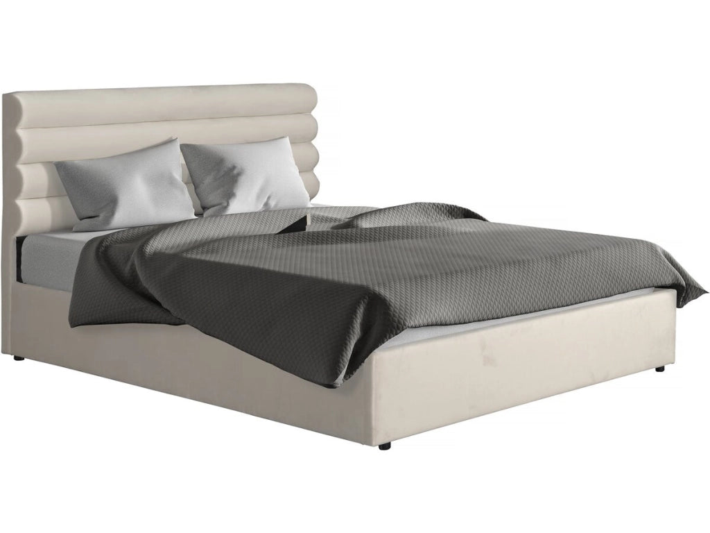 Letto matrimoniale in velluto di design Livigno - 160 x 200 cm - Beige