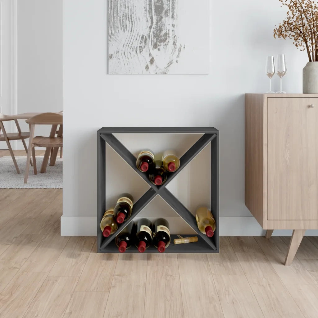 Portabottiglie Grigio 62x25x62 cm in Legno Massello di Pino