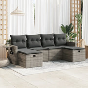 Set Divano da Giardino 6 pz con Cuscini Grigio in Polyrattan 3325526