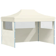 Gazebo | Pergolato Professionale Pieghevole con 3 Pareti 3x4m Acciaio Crema