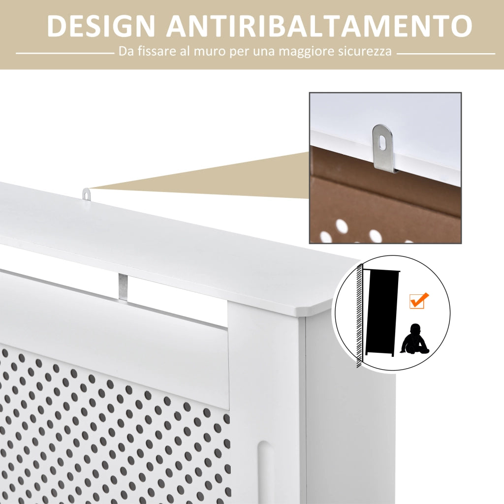 Copritermosifone Griglia Moderno ¨C zephmum ¨C MDF Bianco 111.5x82x19
