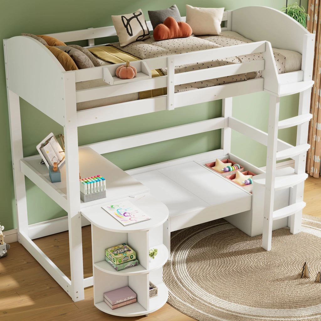 Letto a castello funzionale in legno massello 90x200 cm