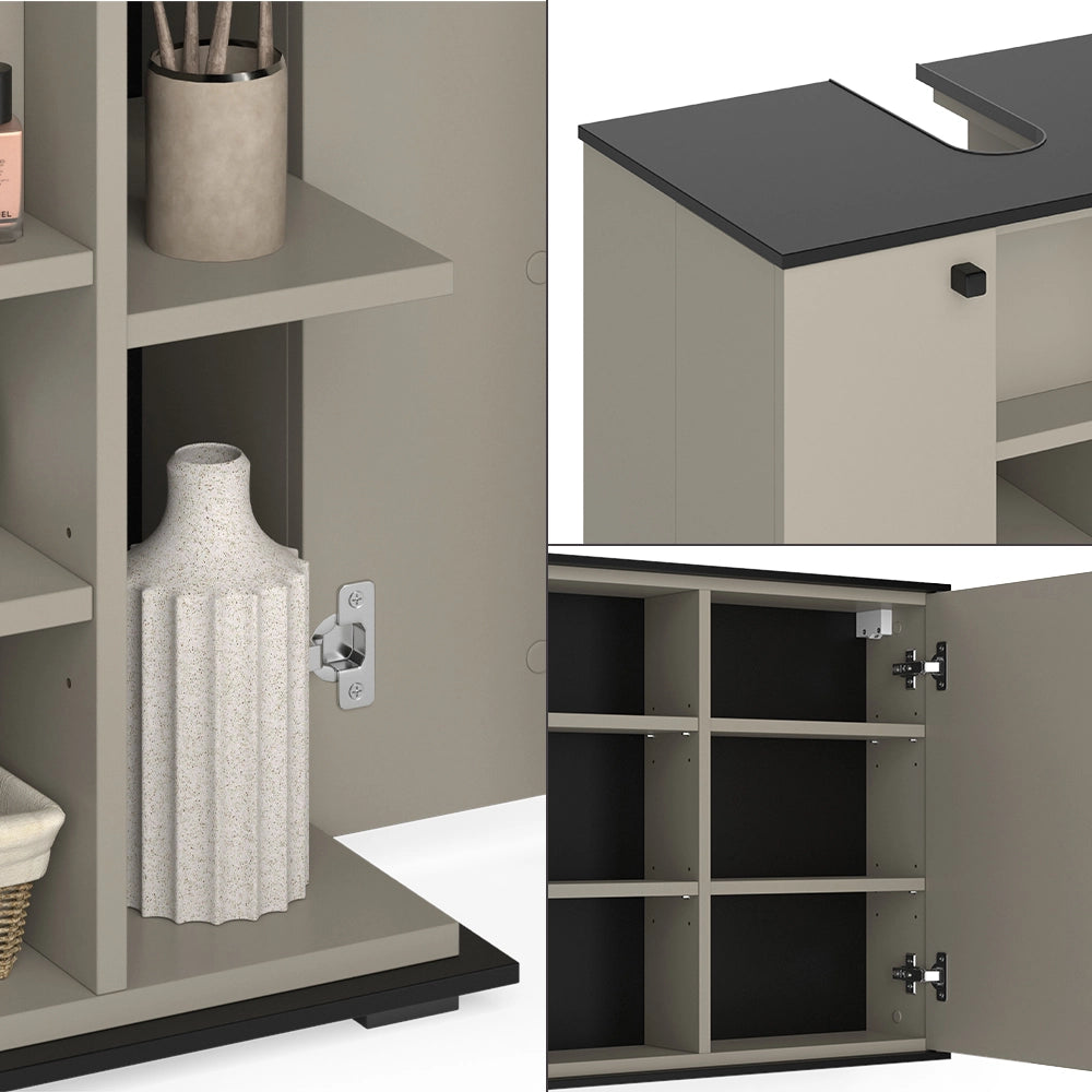 Vicco Set di mobili da bagno Grigio 2 parti