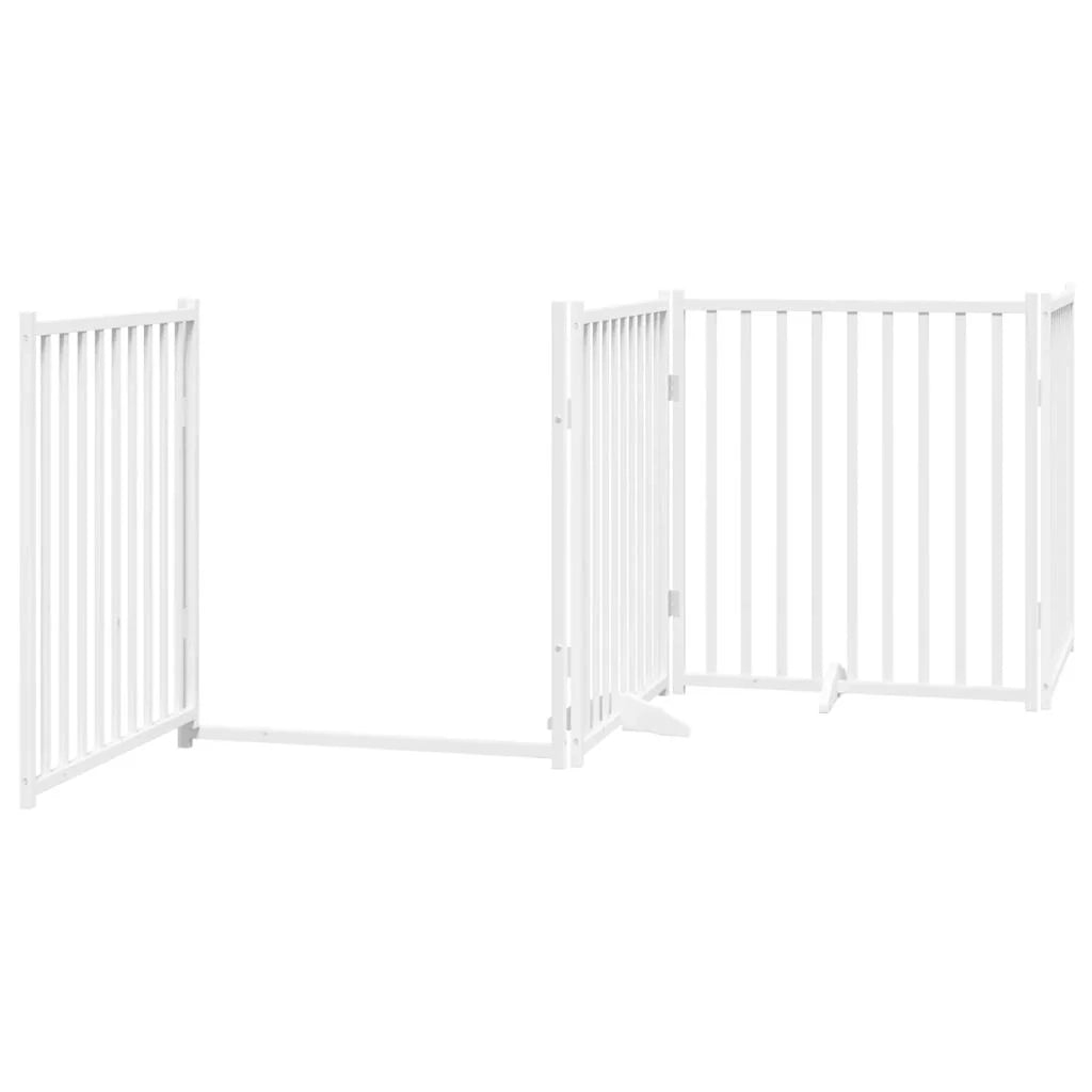 Cancelletto di sicurezza per animali domestici porta pieghevole 6 pannelli legno di pioppo bianco 02_0023233