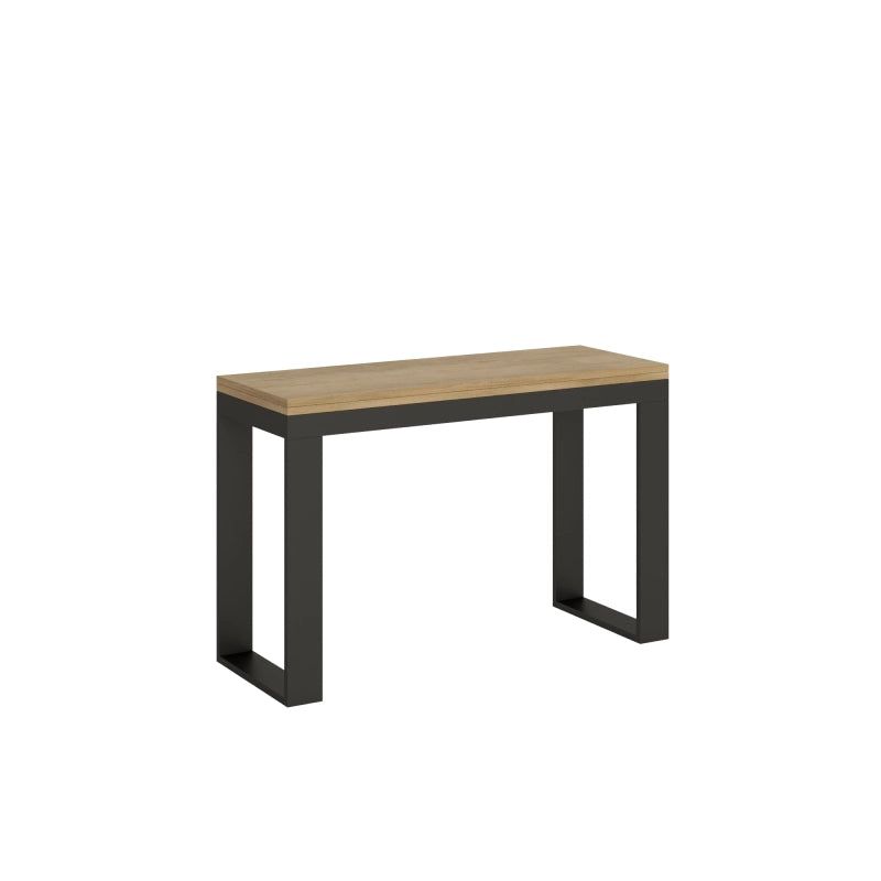Tavolo apribile 120x45/90 cm Tecno Double telaio Antracite - Quercia Natura