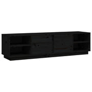 Mobile TV multimediale scaffale TV credenza mobile TV sala da pranzo soggiorno camera da letto 156 x 40 x 40 cm legno di pino massiccio nero 02_0026046