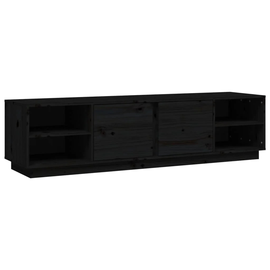Mobile TV multimediale scaffale TV credenza mobile TV sala da pranzo soggiorno camera da letto 156 x 40 x 40 cm legno di pino massiccio nero 02_0026046