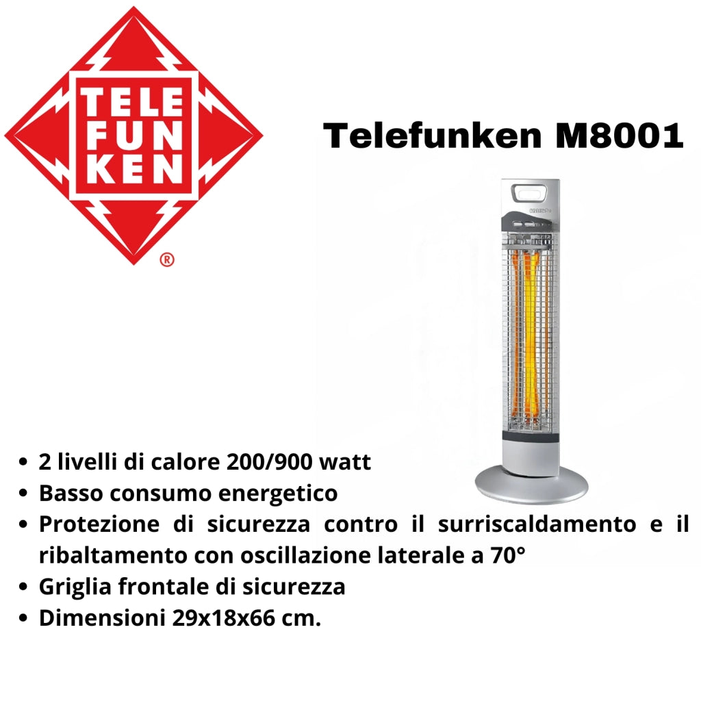 Telefunken Stufa Al Carbonio Da Pavimento 900w M08024