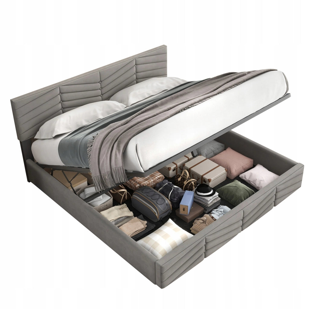 Letto singolo 90x200cm - Xylo - Beige con gambe dorate e panca