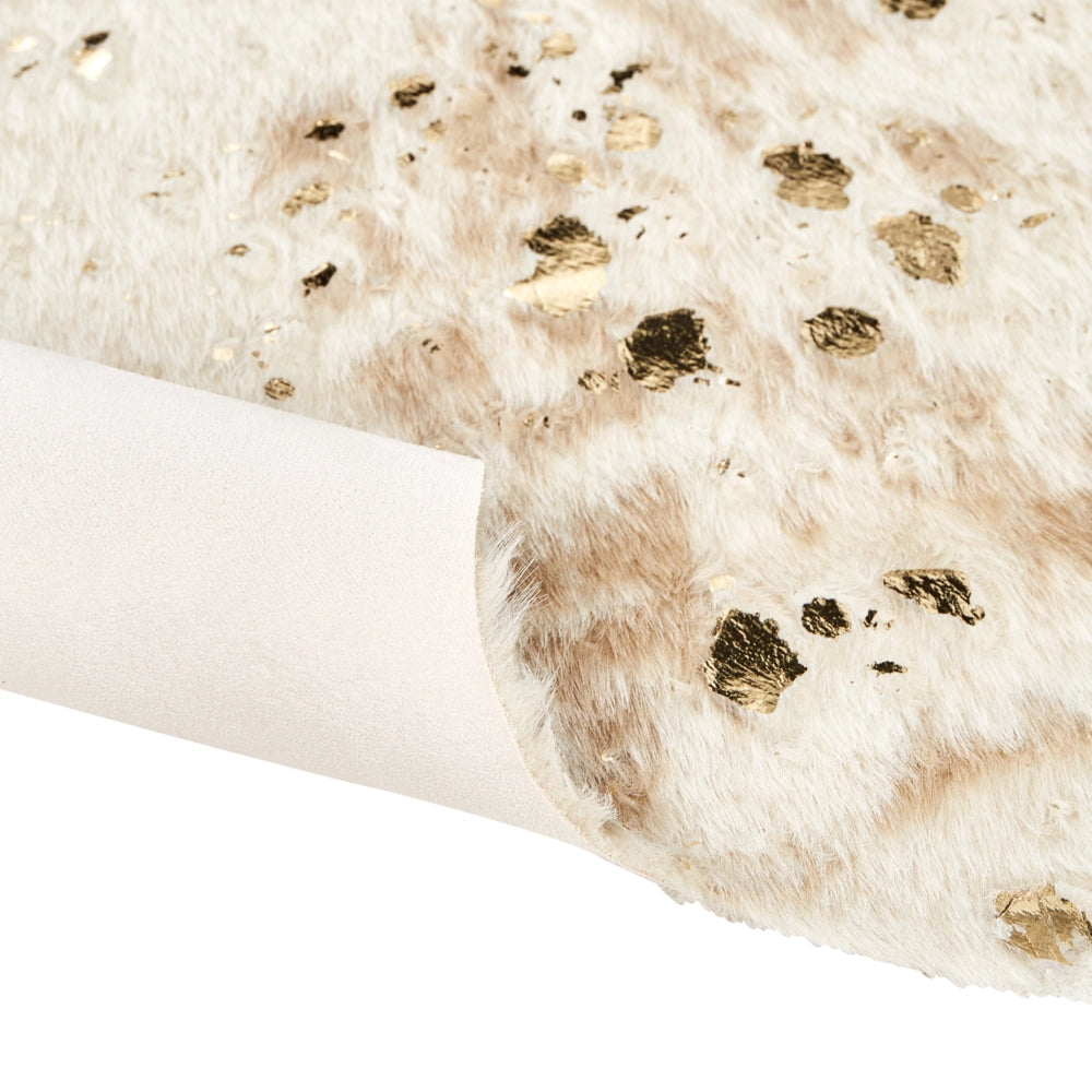 Tappeto tappetino Beige con Finta Pelle di Vacchetta dorato 150 x 200 cm con Macchie Irregolare Moderno Rustico