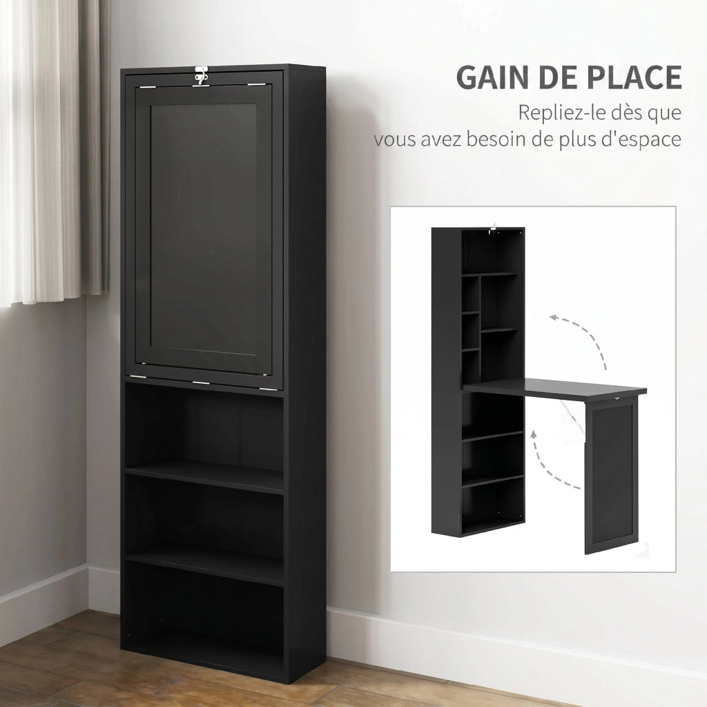 Scrivania con libreria, tavolo e ripiano regolabile ¨C Zephmum ¨C Nero, 98x51x153cm