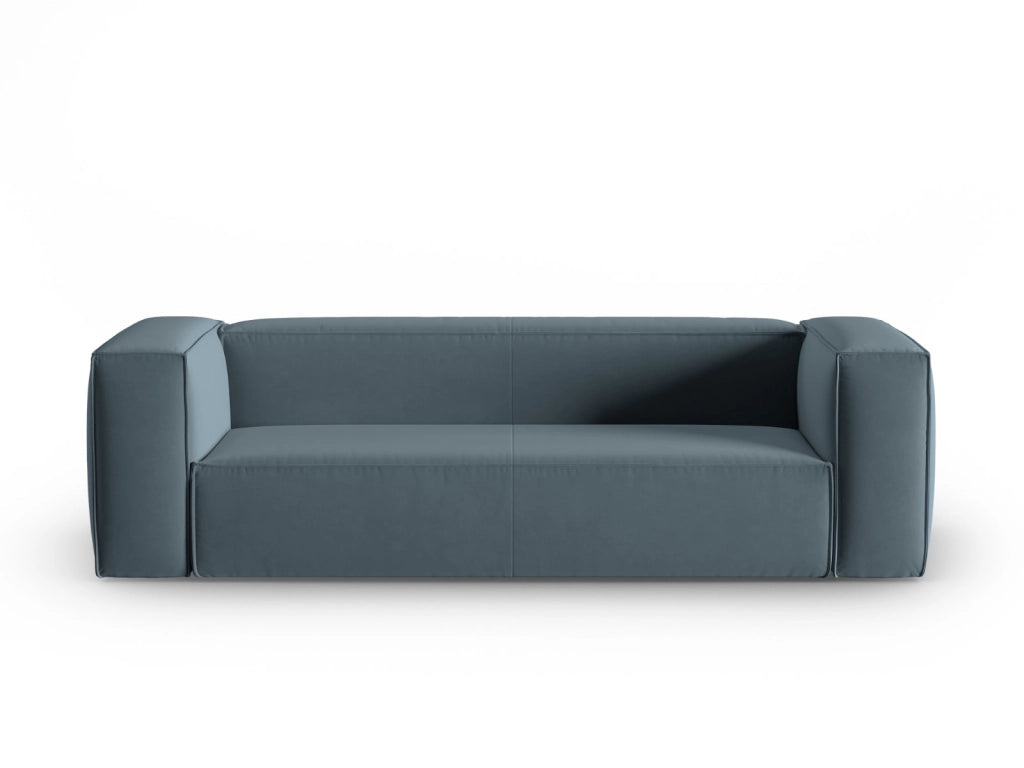 Cosmopolitan Design - Divano "Mackay" 4 posti in velluto blu pastello 