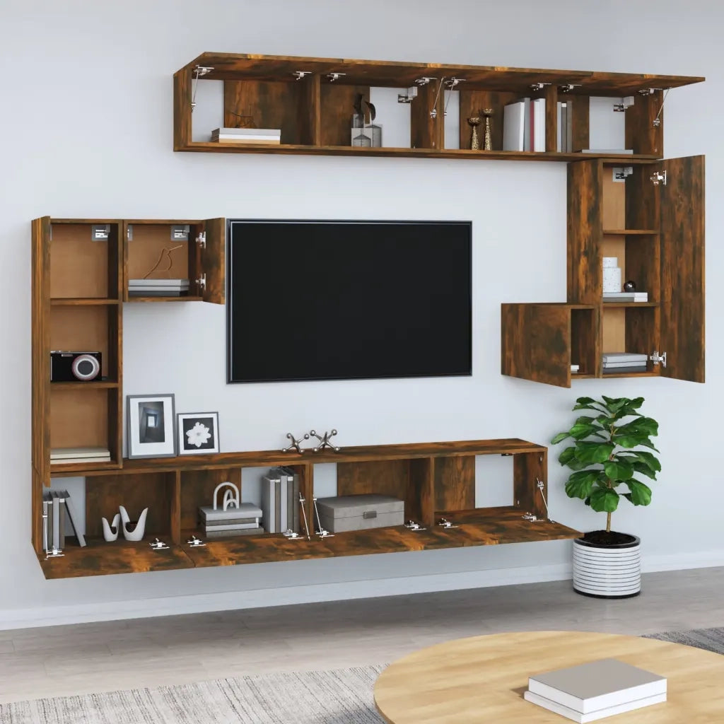 Mobile Porta TV a Parete Rovere Fumo in Legno Multistrato cod mxl 10169