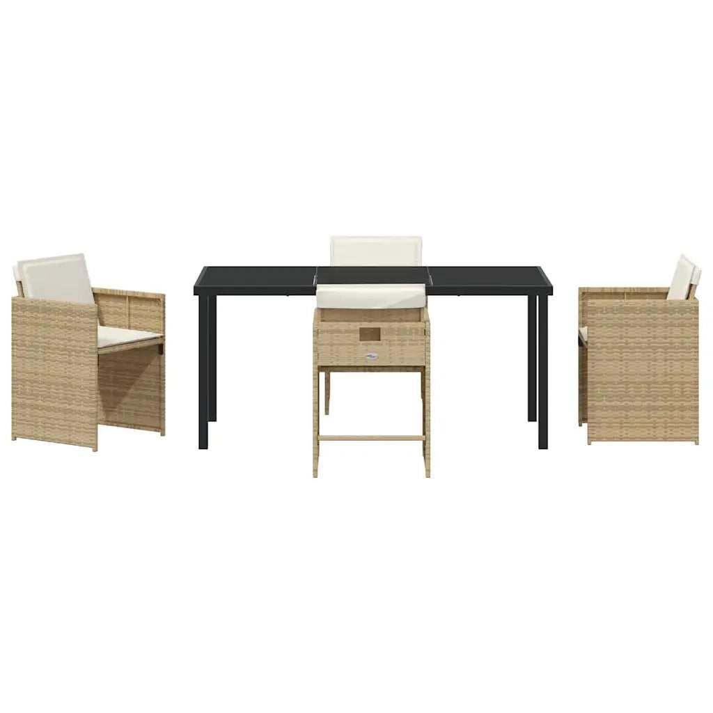 Set da Pranzo per Giardino con cuscino 5 pcs Beige polyrattan 3379990